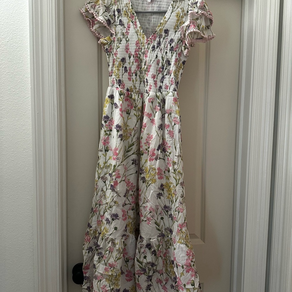 Floral Maxi Dress with Ruffle Sleeves